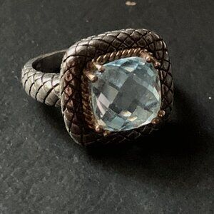 Sterling Silver & Gold Santorini Aquamarine Statement Ring